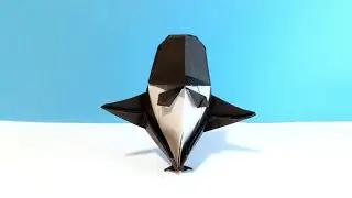 Origami Penguin in a Tuxedo Suit with a Bow Tie