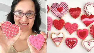 Satisfying Cookie Decorating - Simple Heart Cookies |Compilation|