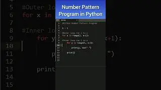 Number Pattern Program in Python #python #programming