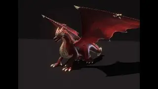 Realistic Red Dragon Animated 3d Model [Turntable]