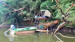 海上二階建ての秘密基地を作って釣りキャンプしてみたよ！