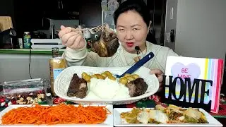 МУКБАНГ в Америке ХАЛЯВЫ Не Хватает, МАЛОЕЖЕК Кормят ПОДПИСЧИКИ! МЯСО и Пюре, Морковка По- КОРЕЙСКИ!