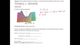 Calc 3 14.7 Notes: Maximum and Minimum Values