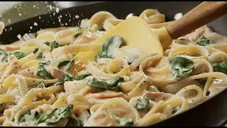 Шикарный ужин за 10 минут. Просто спагетти, молоко, мясо и плавленный сырок.  Spaghetti with meat.