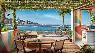 Bossa Nova Beach Cafe Ambience with Relaxing Bossa Nova and Crashing Waves