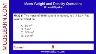 Mass Weight & Density MCQs Questions Answers PDF | Mass Weight & Density Class 9-10 MCQ | Free Apps