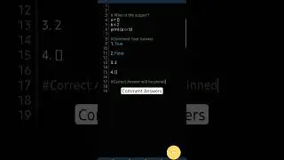 Comment Answers, Correct Answer will be pinned #pythontutorial #coding #python #code