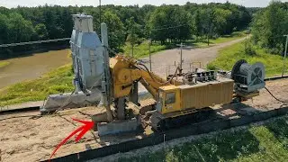 GIANT TRENCHER! Edenville Dam Earthen Embankment Soil Cement Bentonite Cutoff - Drone - Dam Collapse