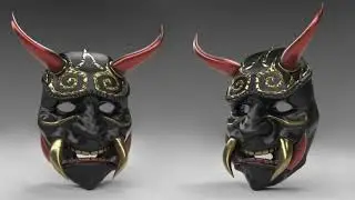 Zbrush Timelapse - Japanese Demon Mask - 3D Modeling, Sculpting & Texturing with Substance Painter