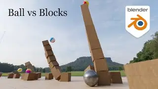 Ball vs Blocks, Blender physics simulation