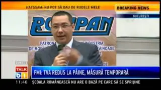 Premierul Victor Ponta, despre reducerea TVA la paine