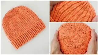 Simple crochet hat! Detailed master class! Elastic crochet 2x2 like knitting.