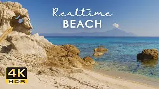 4K HDR Realtime Beach - Gentle Wave Sounds - NO LOOP - Relaxing Lapping Waves - Calm Ocean Views