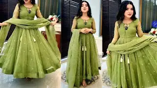 Anarkali frock/orgenza anarkali frock cutting & stiching/Long frock/16 panel anarkali frock sewing