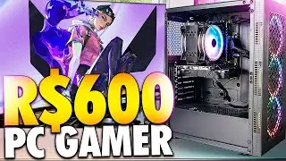 MONTEI UM PC GAMER BARATO DE R$600 QUE CONSEGUE RODAR VALORANT, GTA V, PES 17, FREE FIRE E MAIS...