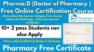 Free Online Course for Pharmacy & Medical Students | Pharma.D (Doctor of Pharmacy) Free Certificate