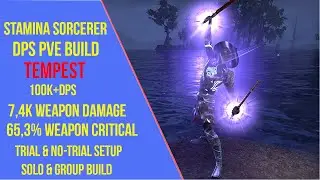 ESO Stamina Sorcerer DPS PVE Build - Tempest - Lost Depths - 100k+ DPS