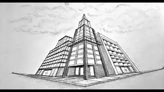 How to draw in three point perspective, draw buildings with worms eye view, look up view