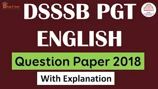 DSSSB PGT ENGLISH 2018 QUESTION PAPER || PYQ of DSSSB PGT English || 