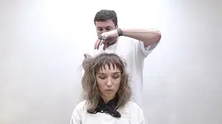 Tutorial on Wavy Hair Cut with Alternating Strand Cutting and a Creative Bangs