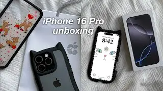 iPhone 16 Pro aesthetic unboxing + accessories 🍎✨| black titanium | camera comparison, AirPods Pro 2