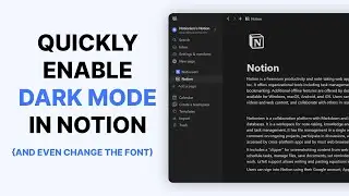 How to Easily Enable Dark Mode in Notion (change font too)