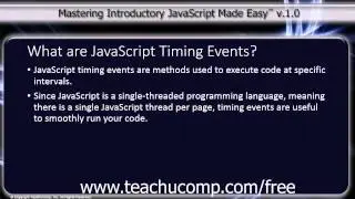 JavaScript Training Tutorial What are JavaScript Timing Events?
