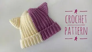two-color crochet hat for any size. Hat with ears