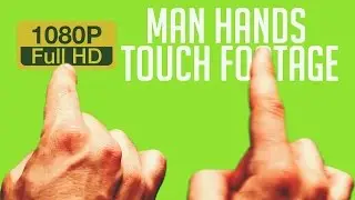 Man Hands Touch To Screen - Green Screen Footage Chroma Key