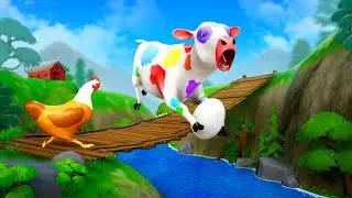 Baby Cow Rescues Chicken Egg | Funny Animal Cartoon - Farm Animal Adventures