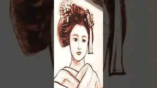 How to draw a woman #painting #sandart #art #sketch #girl #anime #female #making #kimono #shorts