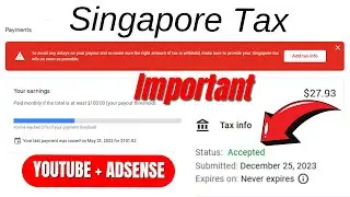 Singapore Tax IMPORTANT in Youtube Adsense | Youtube Payment from Adsense | Easy Steps | Solution