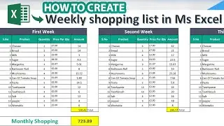 How to Create Weekly Shopping List in Ms Excel