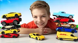 Mark and 11 new Kinsmart diecast cars from different countries