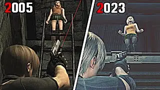 Ashleys Reaction to Leons Stare - Resident Evil 2005 vs 2023