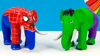 DIY Elephant mod Superheroes Hulk and Spider man with clay 🧟 Polymer Clay Tutorial