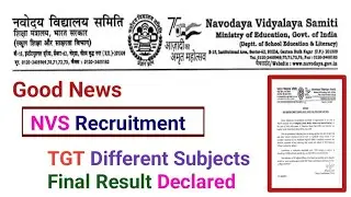 Navodaya Vidyalaya Samiti TGT-2019 Final Result Declared.