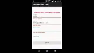 Android Floating Labels Using Design Support Library Demo