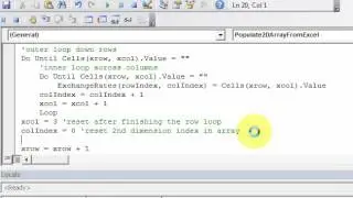 Lesson 27.5 Populate a 2D Array from Excel