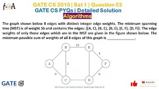 GATE CS 2015 | Set1- Question 53 | GATE CS Solutions | GATE CS PYQs | Algorithms (Spanning Tree,MST)