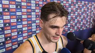 Mario Hezonja reacts to Real Madrid beating Olympiacos at the Euroleague Final Four