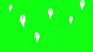 Cartoon Ghosts Flying Upwards - Halloween Green Screen Pack