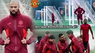 Amrabat first Man United training 🔥, Amrabat joins Mainoo during Man United today at Carrington.