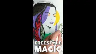 Drawing a Portrait Without Sketches: Freestyle Art with Gel Pens and Magic Markers