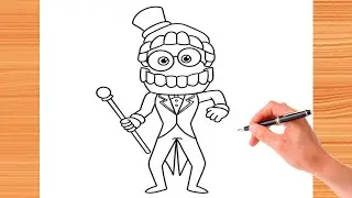 How to Draw CAINE easy - The Amazing Digital Circus | Drawing Step by Step
