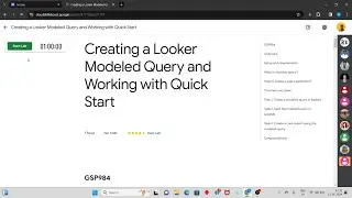 Creating a Looker Modeled Query and Working with Quick Start level 1 2024