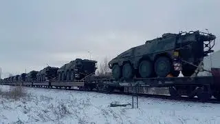 Train with Dutch military equipment, Klaipėda, Lithuania, 2022-01-23