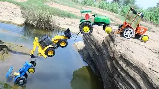 Accident Mahindra Tractor John Deere JCB 3DX Pulling Out Swaraj Tractor 855 FE ? JCB Tractor  CS Toy