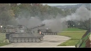 Gefechtsübung Panzer M-109 (Panzerhaubitze) mit scharfem Schuss - real tank shot