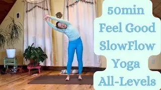 Slow Flow Yoga Practice to Feel Good for all levels 50min of yoga poses and  chakra savasana